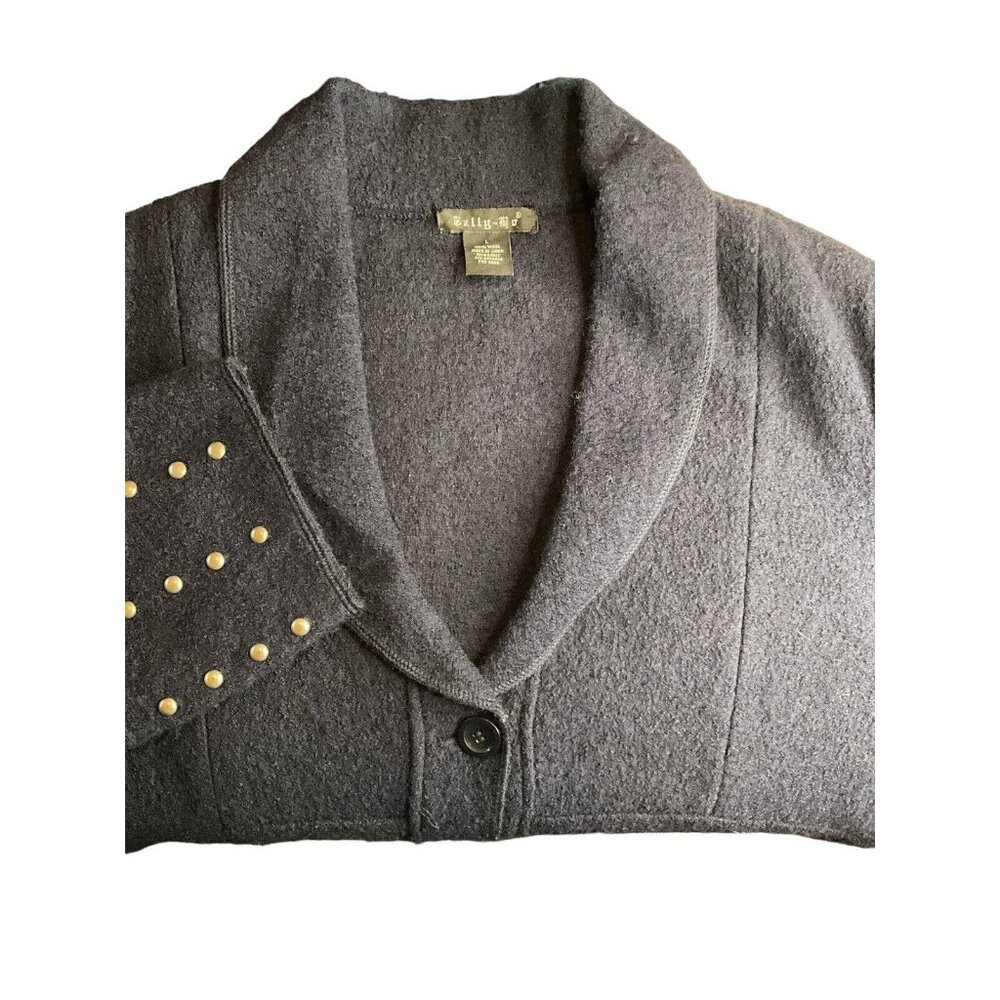 Vintage Tally Ho Navy Wool Sweater Jacket Large